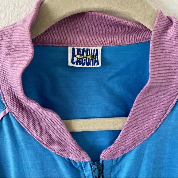 Vintage 80s laguna track jacket blue lavender adult large unisex windbreaker XL - Picture 4 of 6